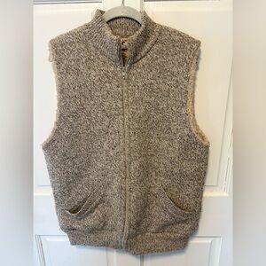 Winona Knits tan wool zip up vintage knit sweater vest Sherpa mens size m medium